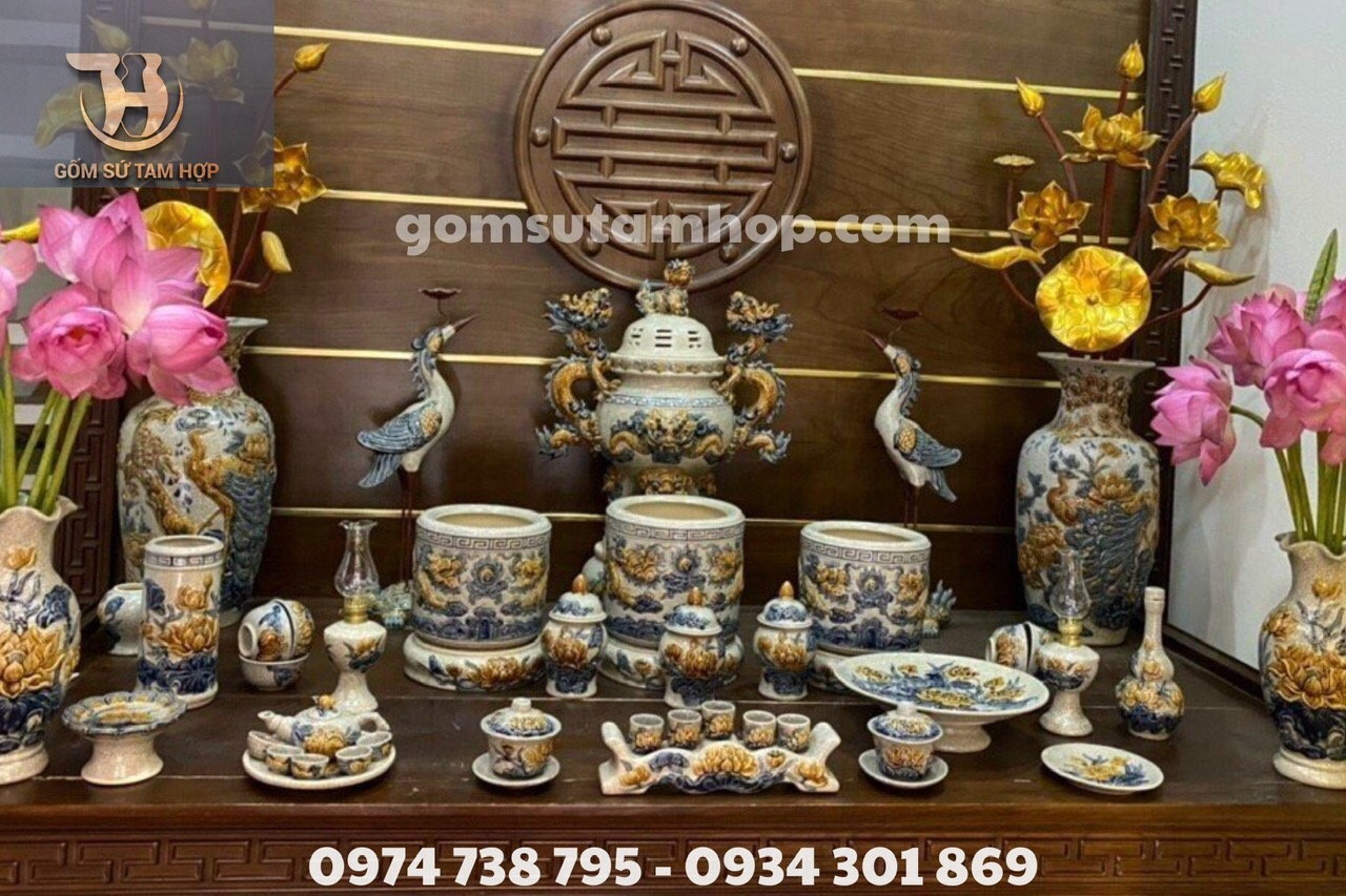 Bộ đồ thờ men rạn Bát Tràng cao cấp giá bình dân
