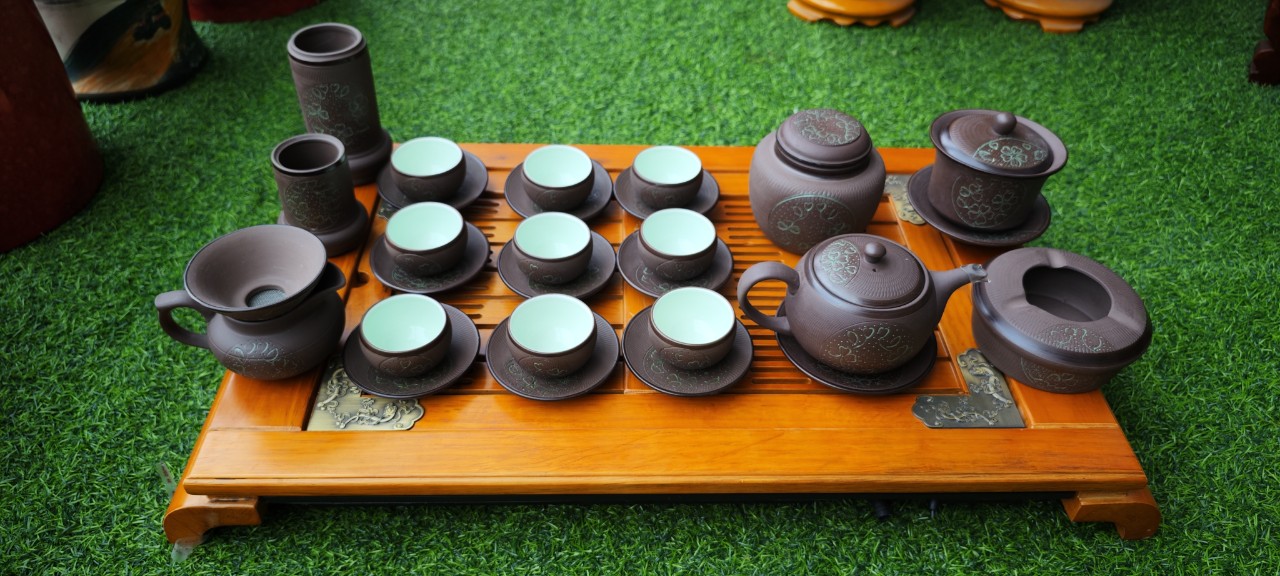 Bộ ấm trà Hồng Sa cao cấp Bát Tràng