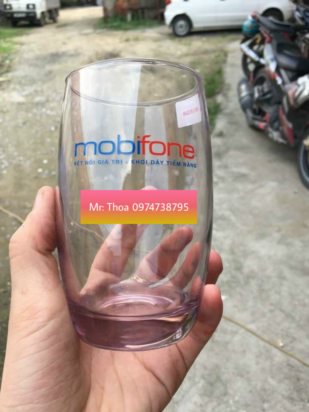 Cố  thuỷ tinh in chữ Lôgo