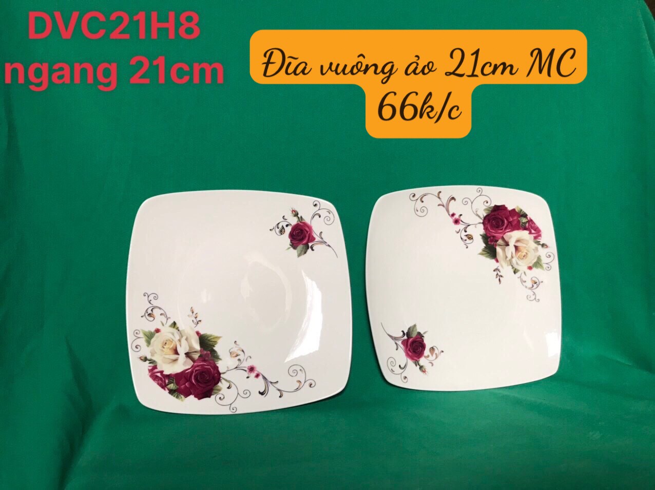 Đĩa vuông DVC21 hoa 08