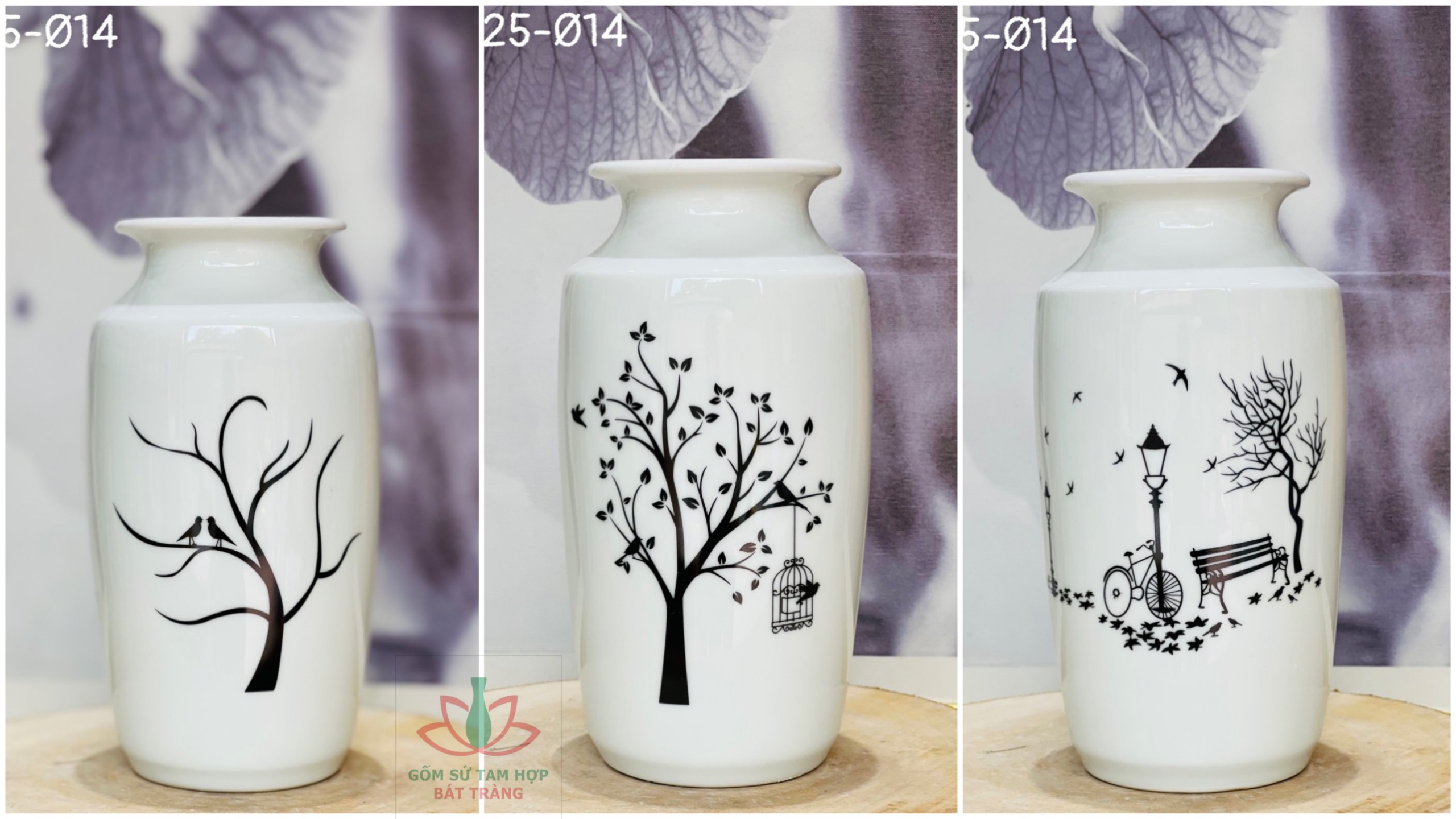 BÌnh hoa sứ trắng phích cổ loe