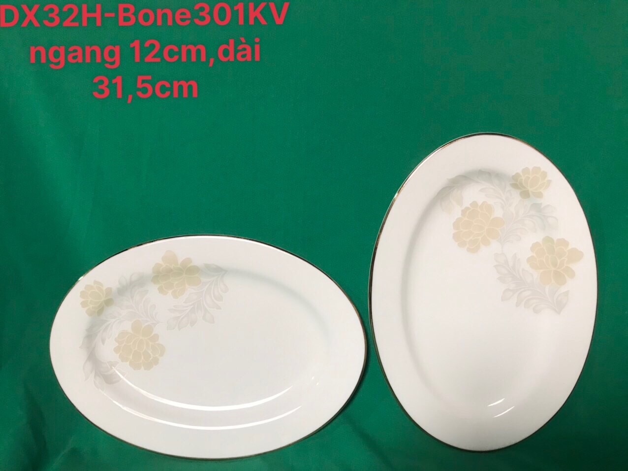 Đĩa xoài 32  hoa bone kẻ vàng