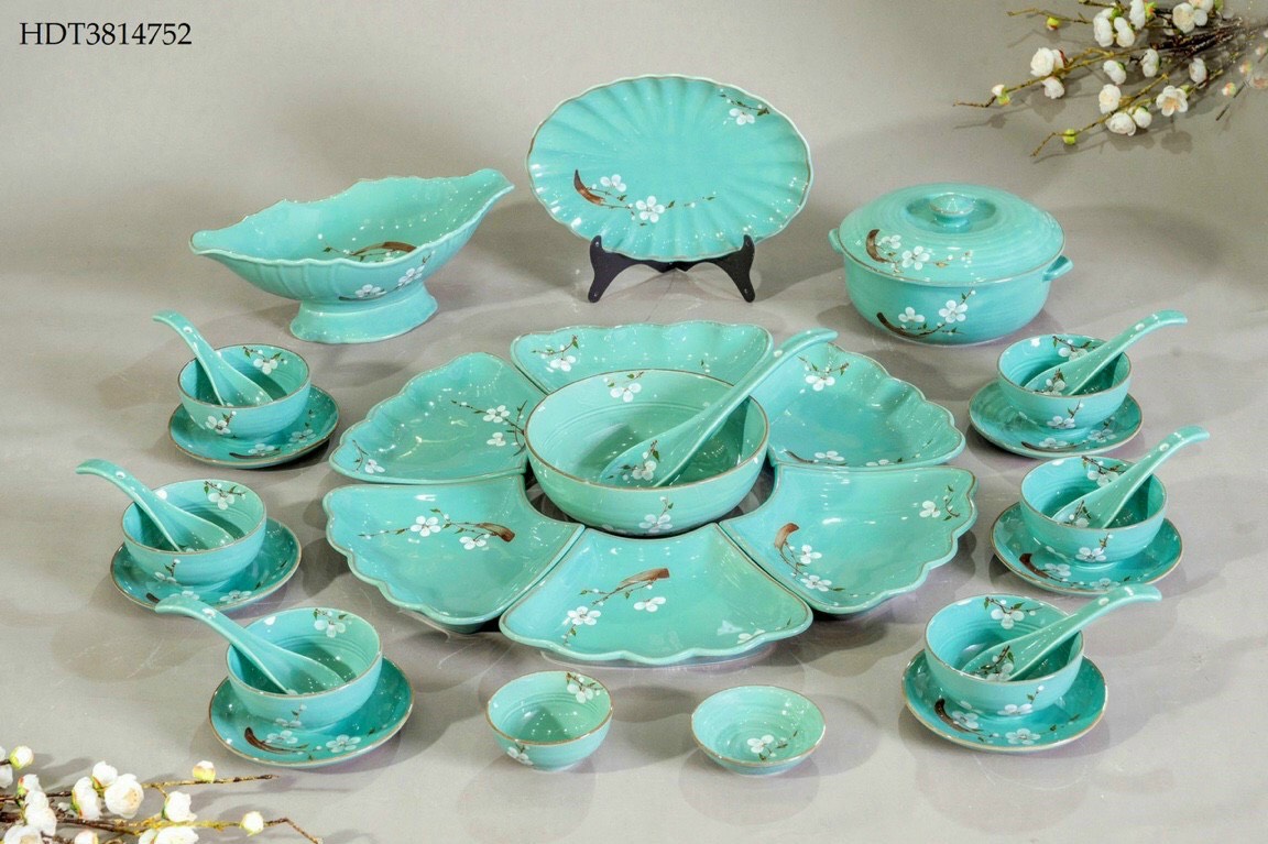 Bộ ăn mặt trời xanh ngọc 31 sản phẩm bạch mai