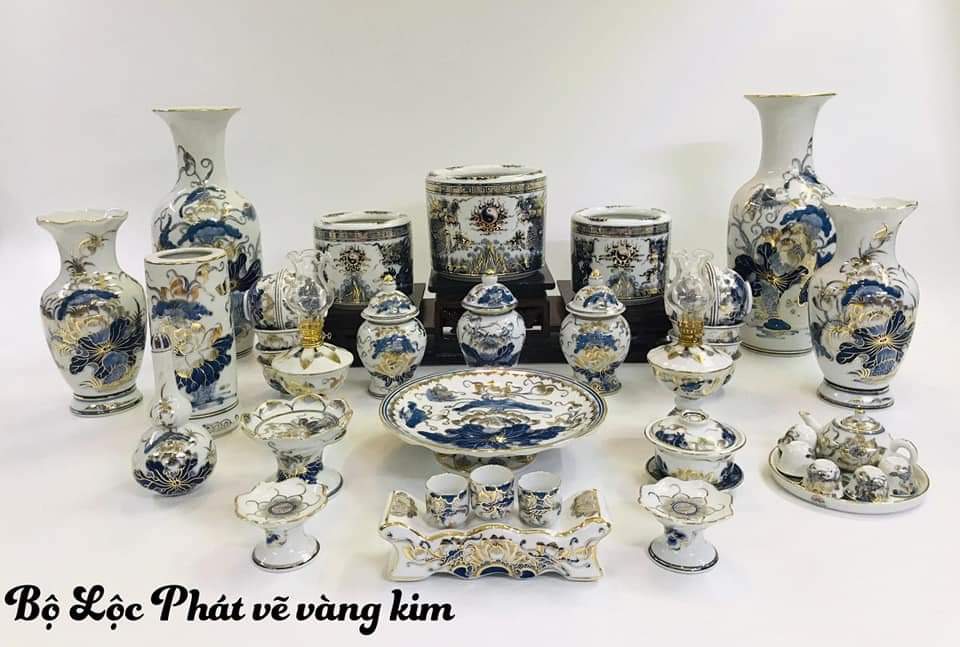 Bộ thờ vẽ vàng kim Rồng Sen