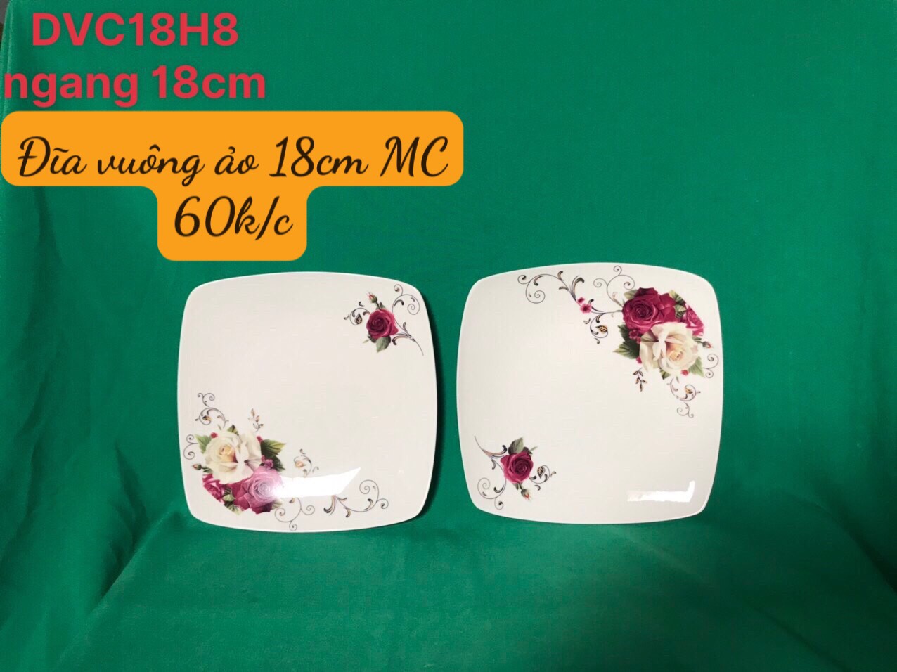 Đĩa vuông DVC18 hoa 08