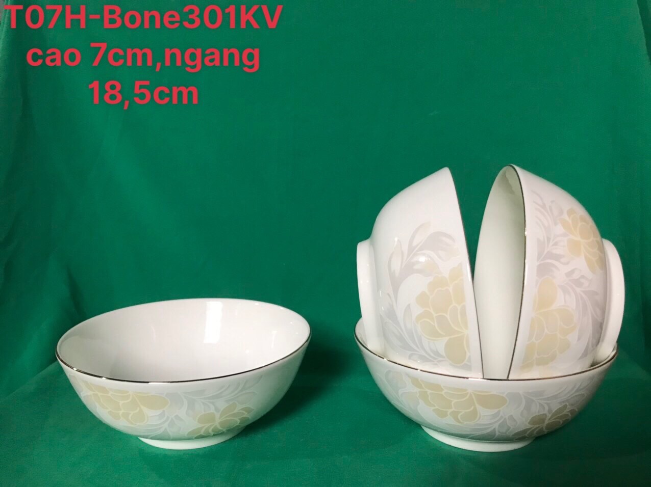 Tô thấp T07 hoa bone kẻ vàng