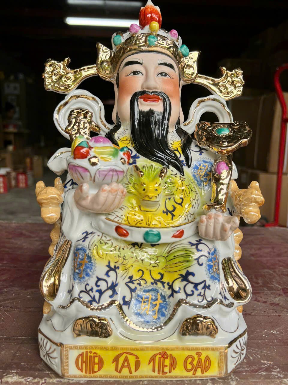 Tượng Thần Tài Quan Lộc gấm xanh