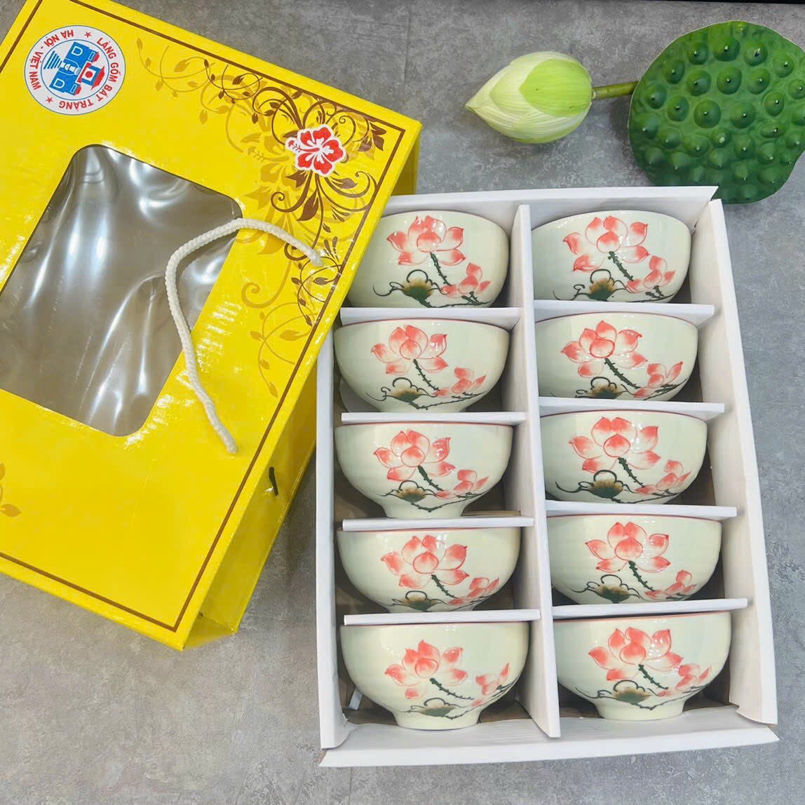 Bộ ăn bát hoa kem