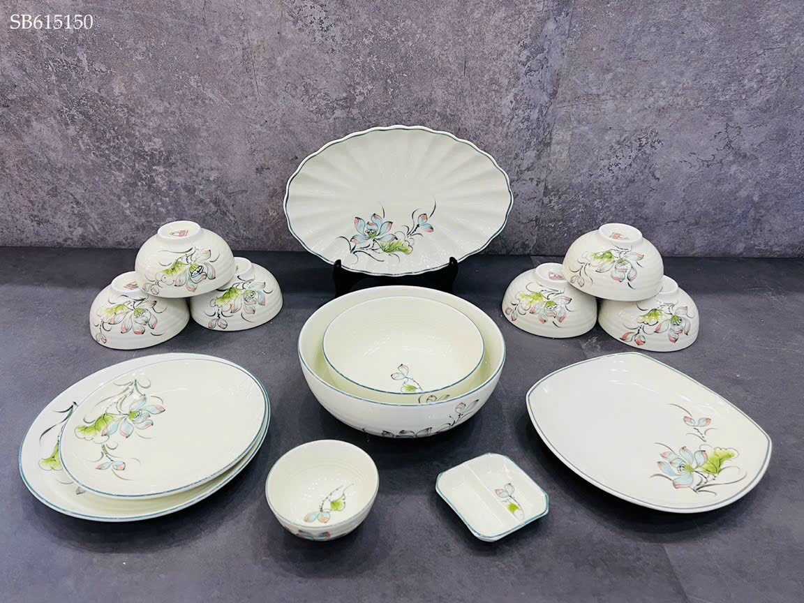 Bộ ăn gia đình sen xanh