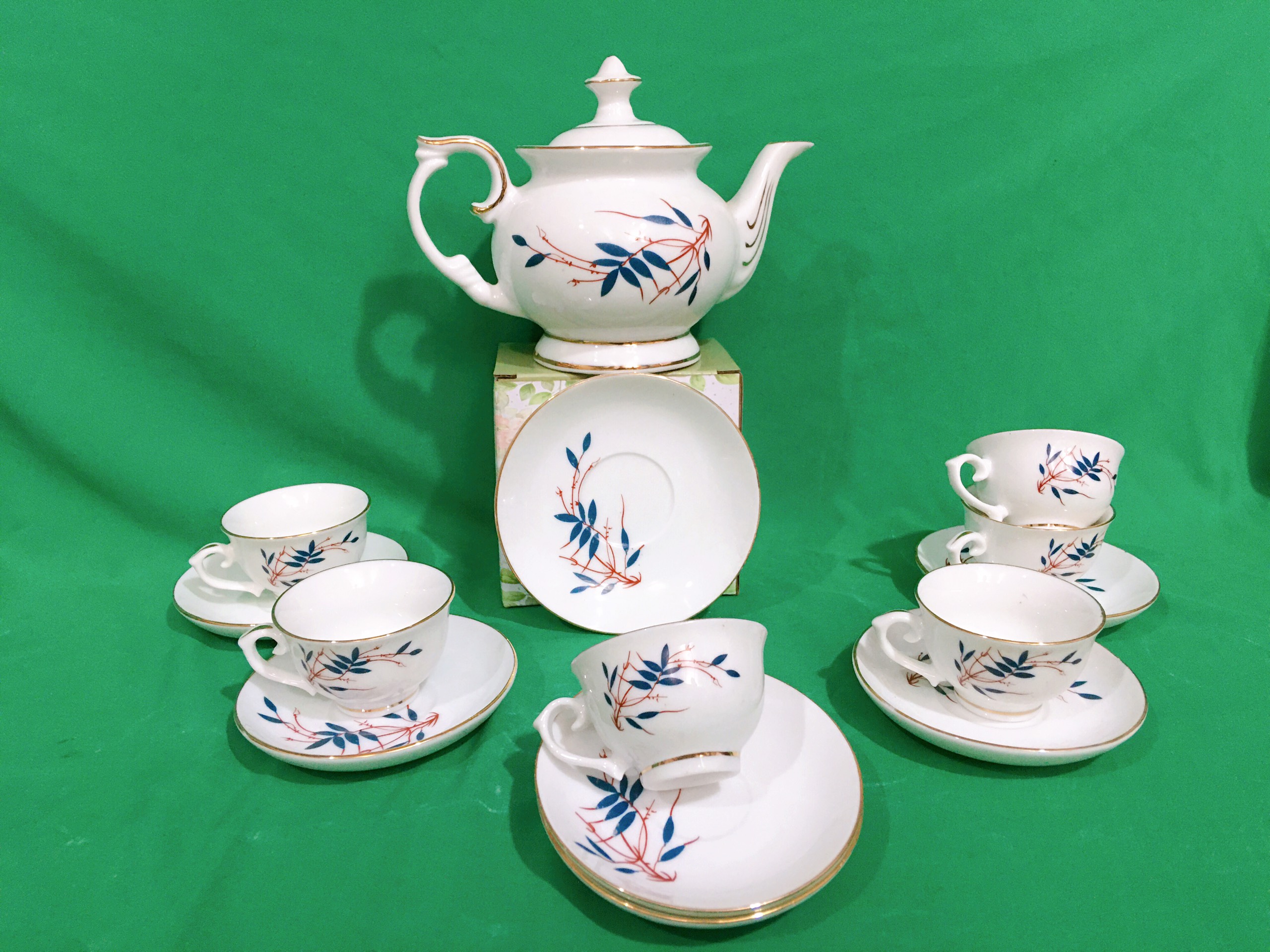 Bộ ấm chén Phú Quý liễu rủ Bát Tràng