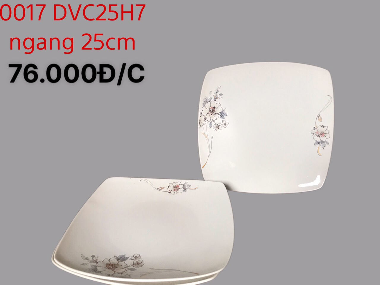 Đĩa vuông DVC25 hoa 07