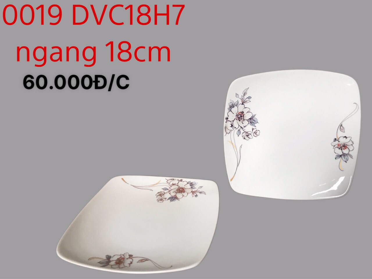 Đĩa vuông DVC18 hoa 07