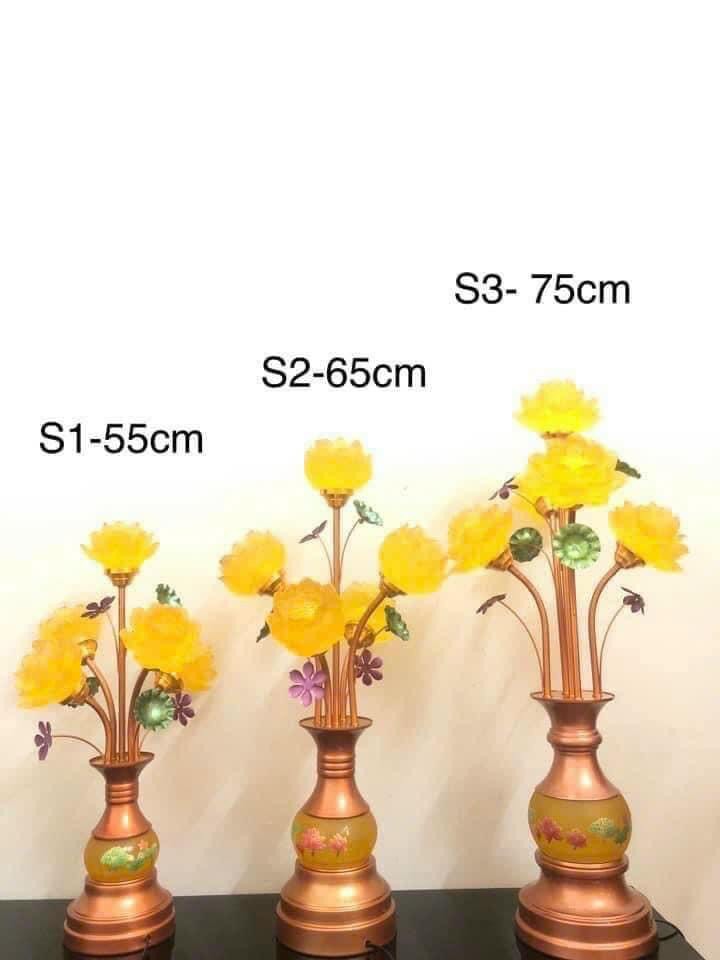 Đèn thờ hoa sen lưu ly 5 bông